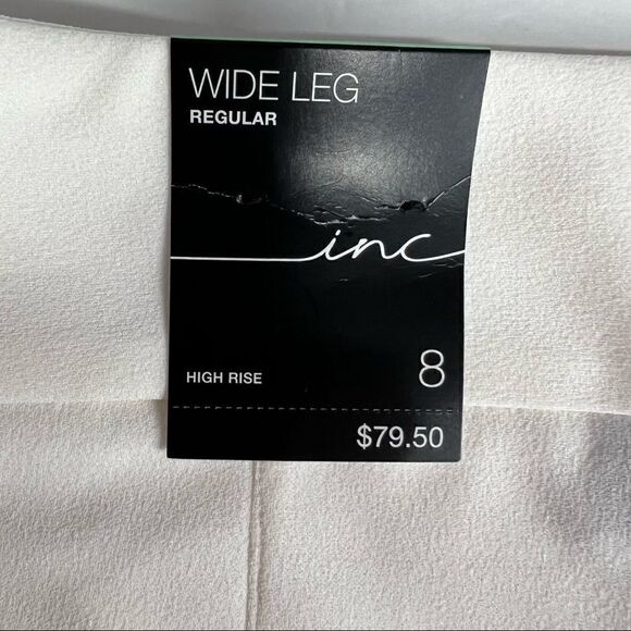 INC Pants High Rise Wide Leg Washed White Side Zipper 8 Women’s - Picture 13 of 16
